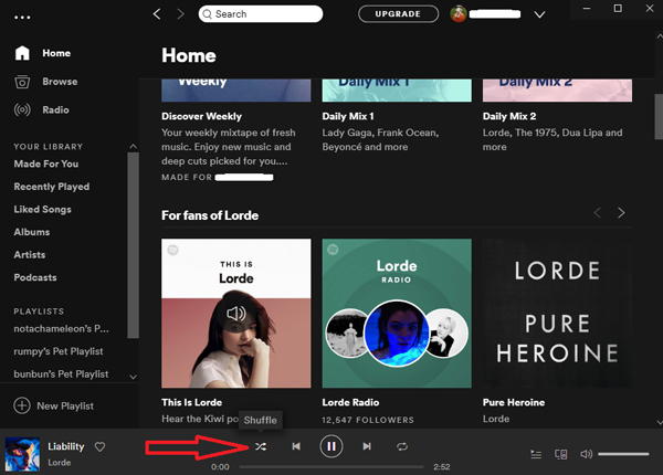 Spotify desktop app stuck on shuffle mode